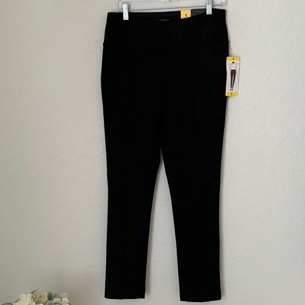 NWT Andrew Marc Faux Suede Black Pull On Pants Size S